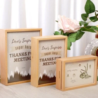 Wooden Photo Saving Money Box Insert Picture Jar Piggy Bank For Housewarming • $16.14