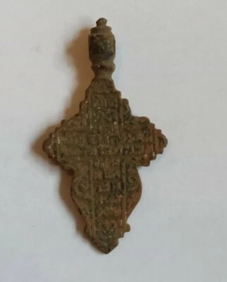 Wearable Late Medieval European Religious Bronze Cross Pendant 1400-1600 Ad • £20