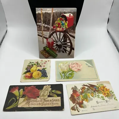 Vintage Card Ephemera Scrapbook Calling Cards Floral Christmas Winter Lot Set • $16.92