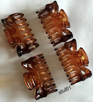 4 Brown Small 4cm Mini Hair Claw Clamps~hair Clips~hair Grips  Accessories New • £3.59