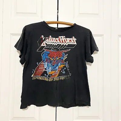 Judas Priest T-Shirt Large Defenders Of The Faith Black 1984 Tour Metal Vintage • $200