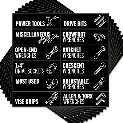 Toolbox Organization Magnetic Labels - 80 Large Tool Chest Organizer Labels Wit • $32.56