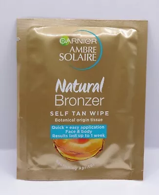 3 X Garnier Ambre Solaire Natural Bronzer Self Tan Face AND Body Wipe - 6.1ml • £4.95