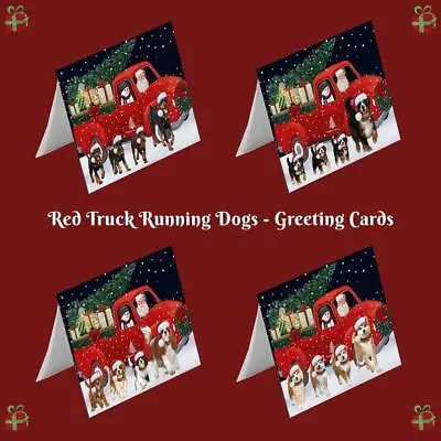Christmas Express Delivery Red Truck Running Dogs Cats Greeting Invitation Card • $43.99
