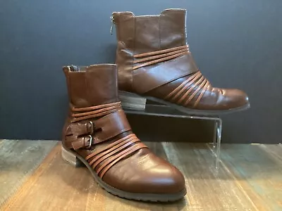 $26 • Buy Everybody BZ Moda Brown/burgundy Leather Women’s Ankle Boots Sz 39.5/9-9.5