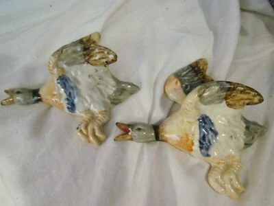 £9.67 • Buy Vintage Ceramic Hand Painted Flying Mallard Duck Wall Pockets (2) Made In Japan