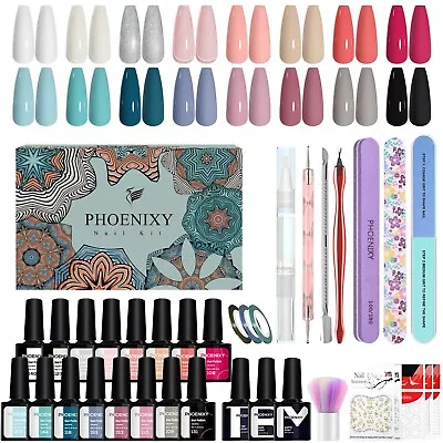 Gel Nail Polish UV Soak Off Manicure 16Colour Gel Nail Kit Varnish Top Base Coat • £11.69