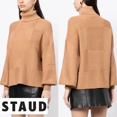 STAUD Benny Roll-Neck Beige Turtleneck Long Sleeve Sweater XL  • $120