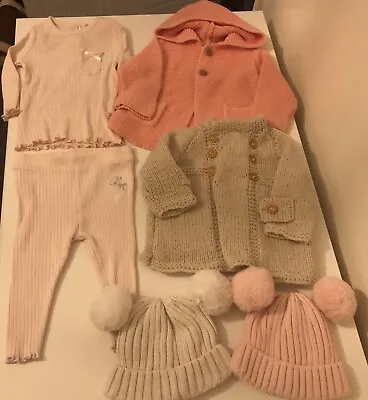 Baby Girls Outfit Cadigan & Hat Bundle Age 3-6 Months Zara Next River Island • £10