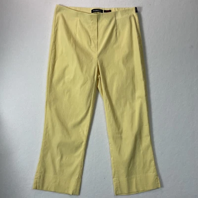 £25 • Buy Robell • Marie Yellow Stretch Crop Ankle Grazer Trousers • Size 10