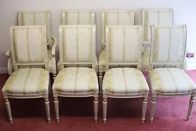 Set Of 8  White Ash Painted French Style Dining Chairs • £416.50