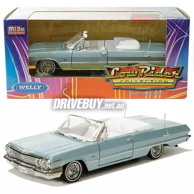 Welly 1963 Chevy Impala SS Convertible Lowrider Metallic Blue 1/24 • $39.50