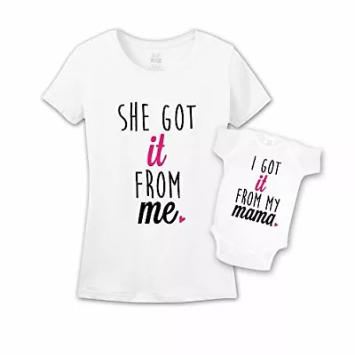 She Got It From Me & I Got It From My Mama Mommy And Me Matching Set Shirt Bodys • £24.12