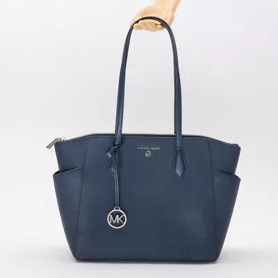 MICHAEL Michael Kors Marilyn Medium Saffiano Leather Tote Bag Navy 220045 • $114