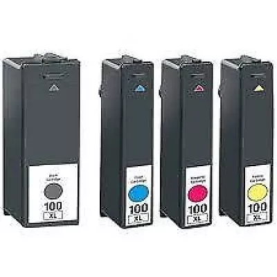 4 CHIPPED INK CARTRIDGES FOR LEXMARK 100XL Impact S305 Interpret S405 PRINTER • £6.95