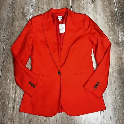 J.Crew Factory Women’s Holland Linen Cotton Blend Blazer Size 0 Orange AL222 • $81.52