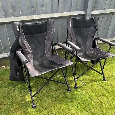 Brunner Raptor Folding Chair Black X 2 Camping Fishing Outdoor Caravan Campervan • £40