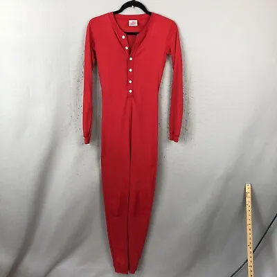 Hannah Anderson Pajamas Boys 14 Red 100% Organic Cotton Jumpsuit Long Johns • $24.97