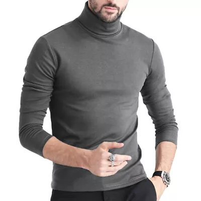 Men Turtle Neck Top Slim Fit Stretch Shirt Long Sleeve Jumper Pullover Sweater • $18.99