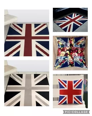 Traditional Union Jack Flag Rug/cushion Cover Medium- Large Red White Blue • £13.99