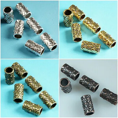 10 XLARGE~ANTIQUE SILVER~GOLD~TUBE~TIBETAN~METAL~SPACER BEADS~17 X 10mm~7mm HOLE • £3.69