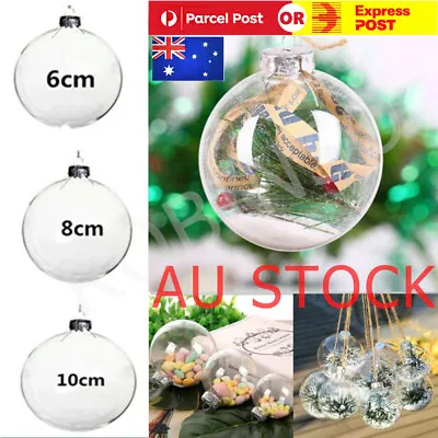 Christmas Ball Plastic Baubles Clear Fillable Xmas Tree Hanging Decor Ornament • $24.99