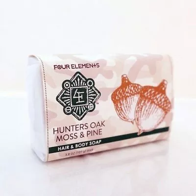 Four Elements Organic Herbals Hunter's Oakmoss And Pine Soap 3.8 Oz Bar Soap • £11.21