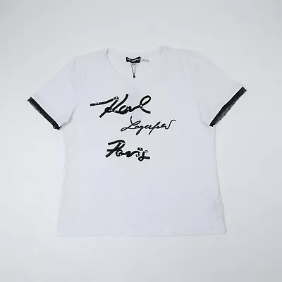 Karl Lagerfeld Paris Women's Logo T-Shirt White Size L 4882 • $26.77