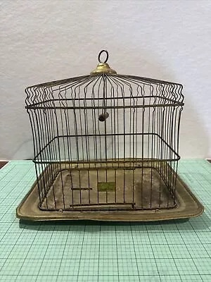 Antique Hendryx Bird Cage Brass Gold Parakeet Vintage Art Deco BS3 • $79.99