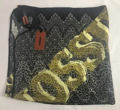 New With Tags Missoni Oversized Logo Black/Yellow Silk 35”X35” Scarf $495.00 • $119