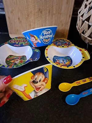 £8.55 • Buy Kelloggs Coco Pops Rice Krispies Breakfast Cereal Bowls Spoons Bundle Reto . 
