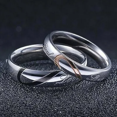 Couple's Matching Heart Ring REAL Love His Or Hers Wedding Band Promise Ring • $6.05
