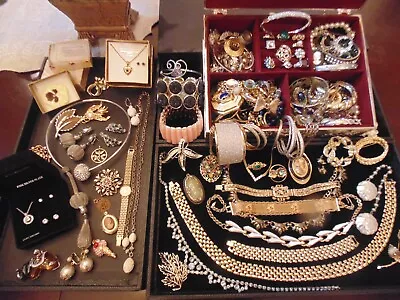 Vintage-Now Jewelry Some Signed GREAT LOT Wearable 8+ Lbs With NOS Godinger Box  • $29.99