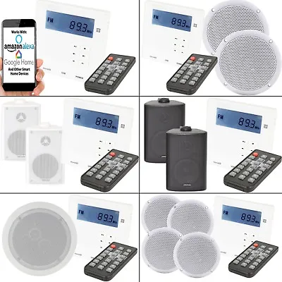 Wall Mounted Micro Bluetooth Amplifier & Speaker Kits Stereo HiFi Music Player • £94.49