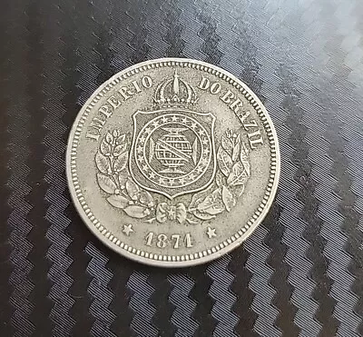 1871 Brazil Brazilian 100 Reis Coat Of Arms Coin • $12.99