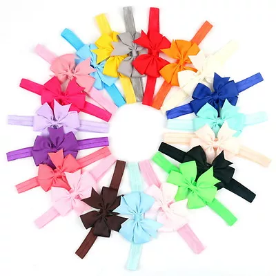 $10.98 • Buy 20Pcs Colors Newborn Baby Girl Headband Infant Toddler Bow Hair Band Accessories