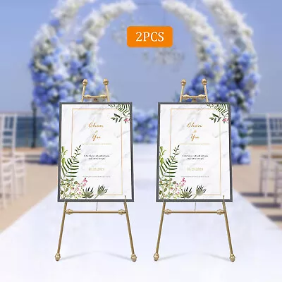 Floor Mount Golden Wedding Easel Stand Wedding Party Easel Stands Set Of 2 • $71