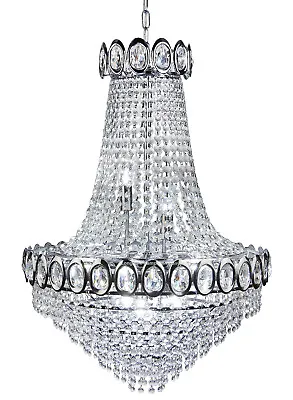  Large Retro Hanging Chandelier Ceiling Light Elegant Crystal Droplets H3033 • £269.99