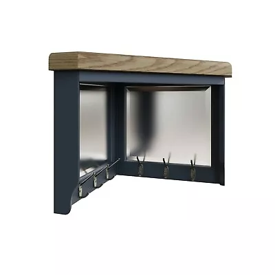 Dark Blue & Smoked Oak Sideboard Bookcase Table Bench TV Unit - Holmsley Painted • £149