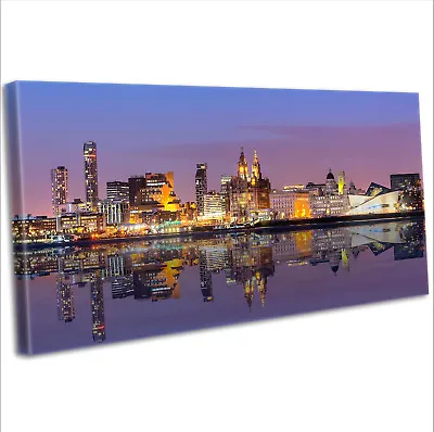 £19.99 • Buy Liverpool Over The Mersey Skyline Canvas Print Panoramic Framed Wall Art Picture