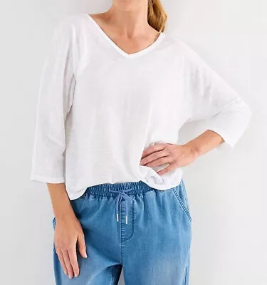 New Suzanne Grae 3/4 Sleeve V-neck Batwing Tee White Size S 2xl • $5