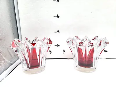 Mikasa Skyline Clear Crystal 8 Point Candle Holder Votive Tea Light Set Of 2 • $18.95
