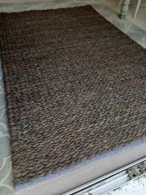 £275 • Buy Closing Down Sale!! Braided Wool Rug. Handmade. Chunky 20mm Pile! Nw02 Brown.