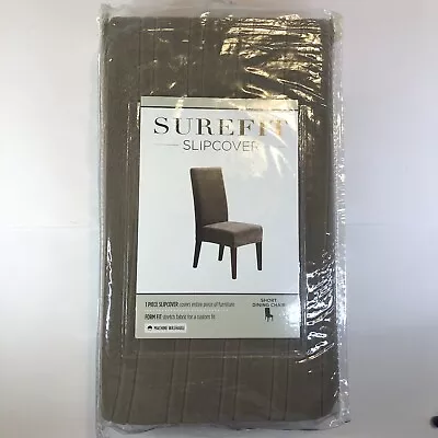 Sure Fit Stretch Pinstripe Slipcover Short Dining Room Chair Cover Taupe D3 • $7.20