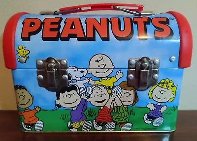 Small 7  Peanuts Gang Round Top Tin Lunch Box Trinket United Feature Syndicate • $9.99