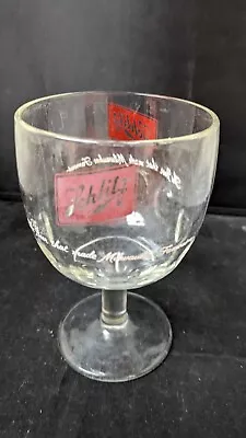 Vintage Schlitz Beer 6  Thumbprint Globe Glass Stemmed Mug Goblet 16oz 1960's • $9.99