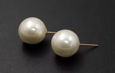 .375 9ct YELLOW GOLD & FRESHWATER PEARLS 12MM Fine Stud Earrings 2.3g - G15 • £14.50