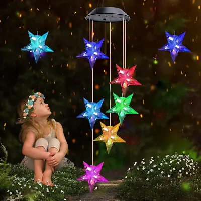 £8.99 • Buy Hanging Colour Changing Solar Powered LED Star Lights Garden Wind Chime UK