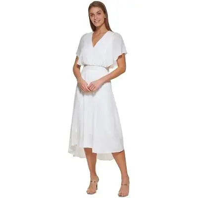 DKNY Womens High-Low Drapey Flutter Sleeve Midi Dress BHFO 3808 • $27.99