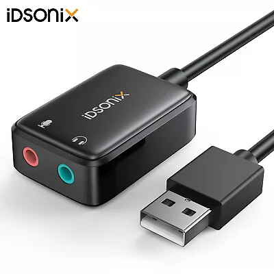 USB Sound Card External Audio Adapter 3.5mm Stereo Headset Mic For Laptop PC • £9.99